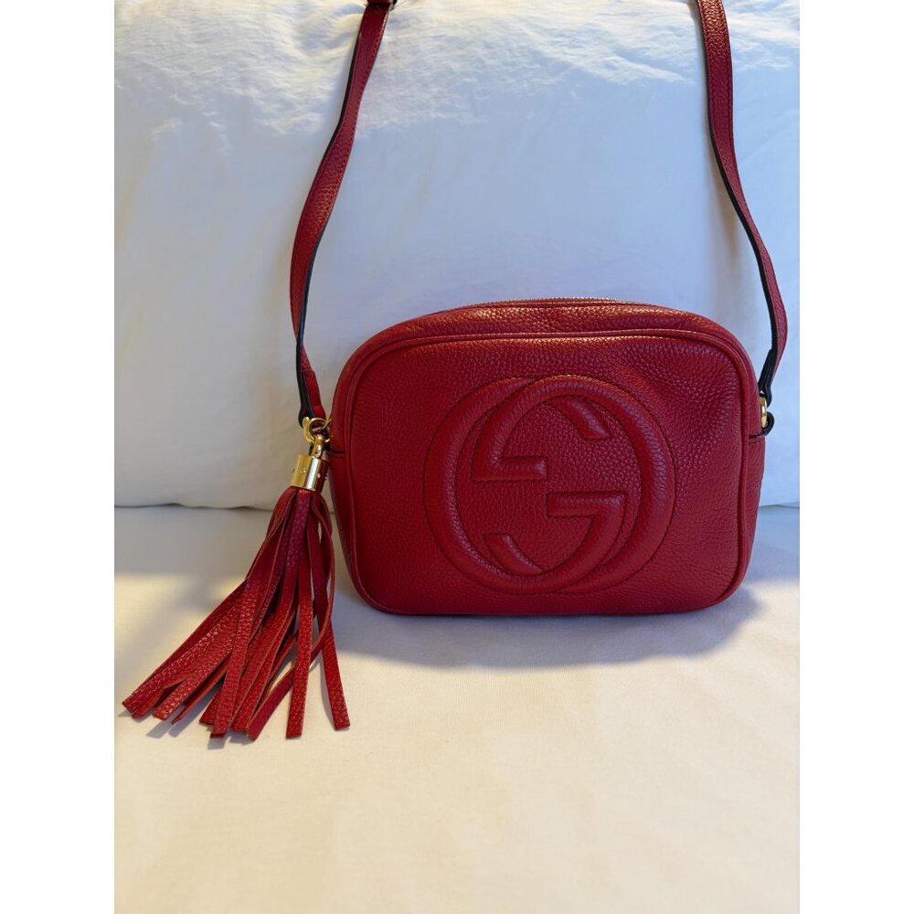 Gucci Soho Disco Bag Red Leather Crossbody w/ Tassel & Dust Bag - Picture 3 of 13